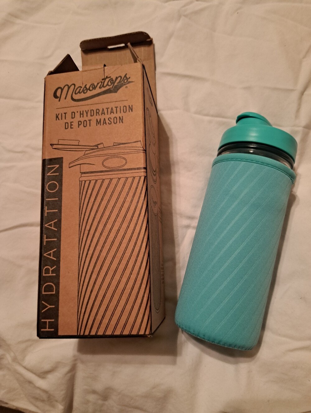 Mason Teal Hydration Kit Sleeve  & Mason Jar NEW 2 Cup Capacity